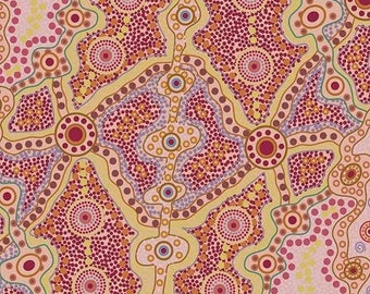 Yalke Red 1/2 Yard Cuts Aboriginal Fabric Designed by June Smith for M&S Textiles