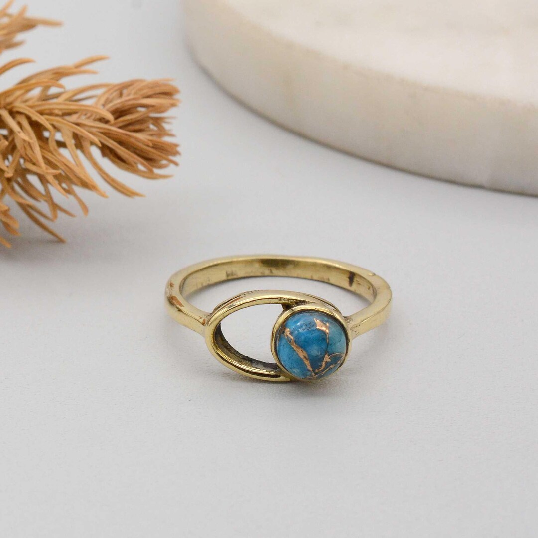 Blue Stone Gold Ring, Minimalist Gold Ring, Handmade Gemstone Ring ...