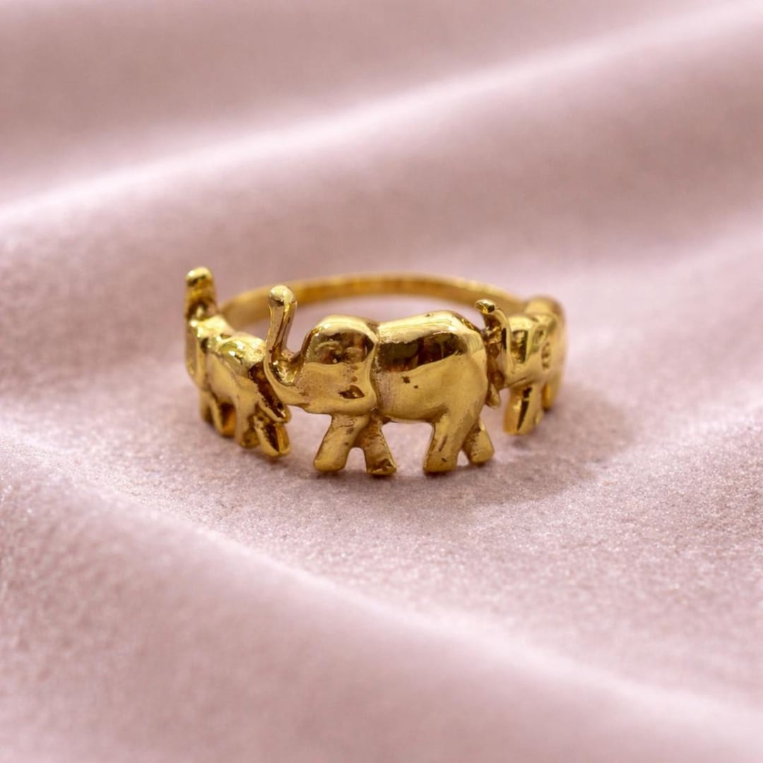Gold Elephant Ring, Minimalist Animal Ring, Dainty Elephant Band ...