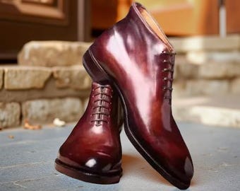 Nieuwe pure handgemaakte echt bruine leren Oxford veterjurk formele laarzen voor heren