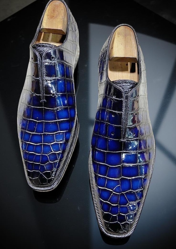 New Handmade Blue Leather Derby Lace Up Dress Shoes For Men's ,wedding shoes, Formal Shoes
