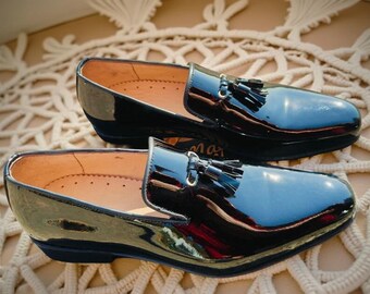 New Handmade Patent Leather Shoes, Tassel Loafers – Glossy Slip-On Dress Shoes | Classic Formal Footwear, Party Shoes Wedding Shoes
