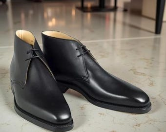 Handgemaakte herenschoenen Echt zwart leer hoge enkel formele kleding vrijetijdskleding laarzen
