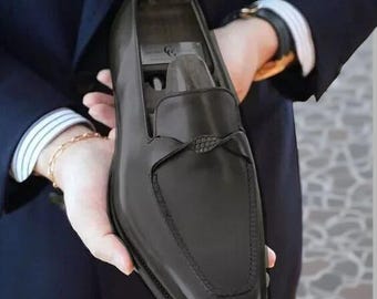 Men's Handmade Genuine Leather Slip On Oxford Formal Dress Shoes ,Casual Loafers