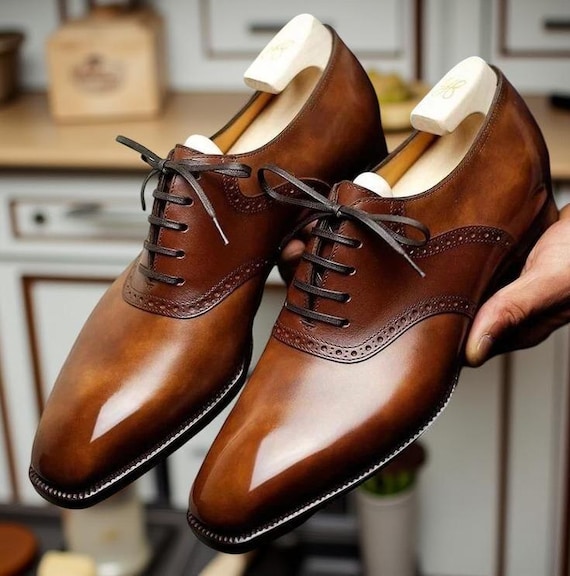 Men's Handmade Brown Leather Oxford Customize Dress Shoes for Men Party  Wedding - Etsy Israel