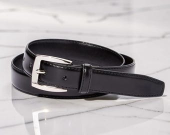 Echte zwarte leren slanke damesjurkriem, cadeau voor hem