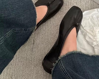 Vegan Kunstleder Tabi Ballerinas - Split-Toe Loafers