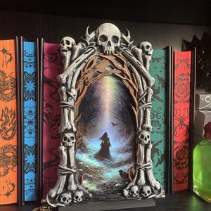 Dark Fantasy Book Nook – Eating Woods Bone Arch Portal – Anathema Inspired Bookshelf Insert – Gothic Dark Academia Decor – Romantasy Gift image 10