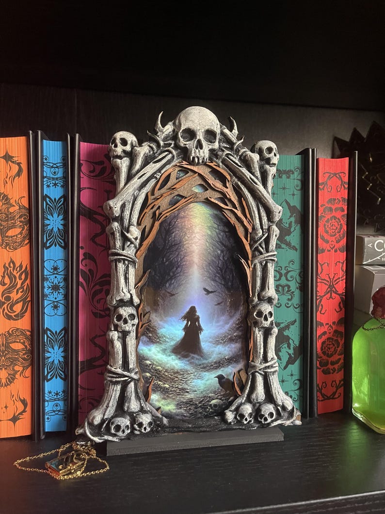 Dark Fantasy Book Nook – Eating Woods Bone Arch Portal – Anathema Inspired Bookshelf Insert – Gothic Dark Academia Decor – Romantasy Gift image 10