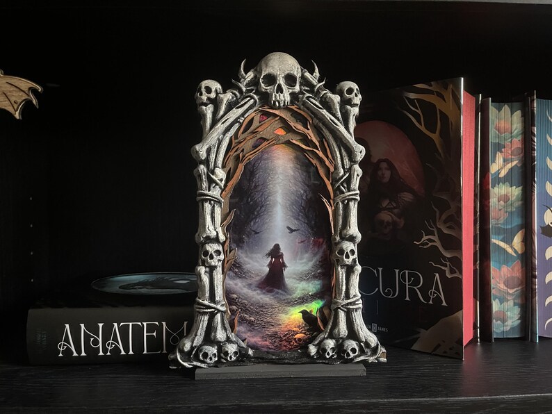 Dark Fantasy Book Nook – Eating Woods Bone Arch Portal – Anathema Inspired Bookshelf Insert – Gothic Dark Academia Decor – Romantasy Gift image 8