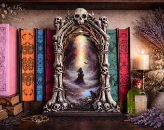 Dark Fantasy Book Nook – Eating Woods Bone Arch Portal – Anathema Inspired Bookshelf Insert – Gothic Dark Academia Decor – Romantasy Gift
