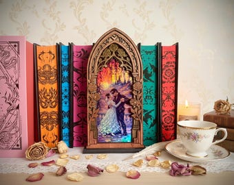 Bridgerton Inspired – Regency Masquerade Ball Iridescent BookNook Romantic | Fantasy Bookshelf | Regency Aesthetic Decor | Book Lover Gift