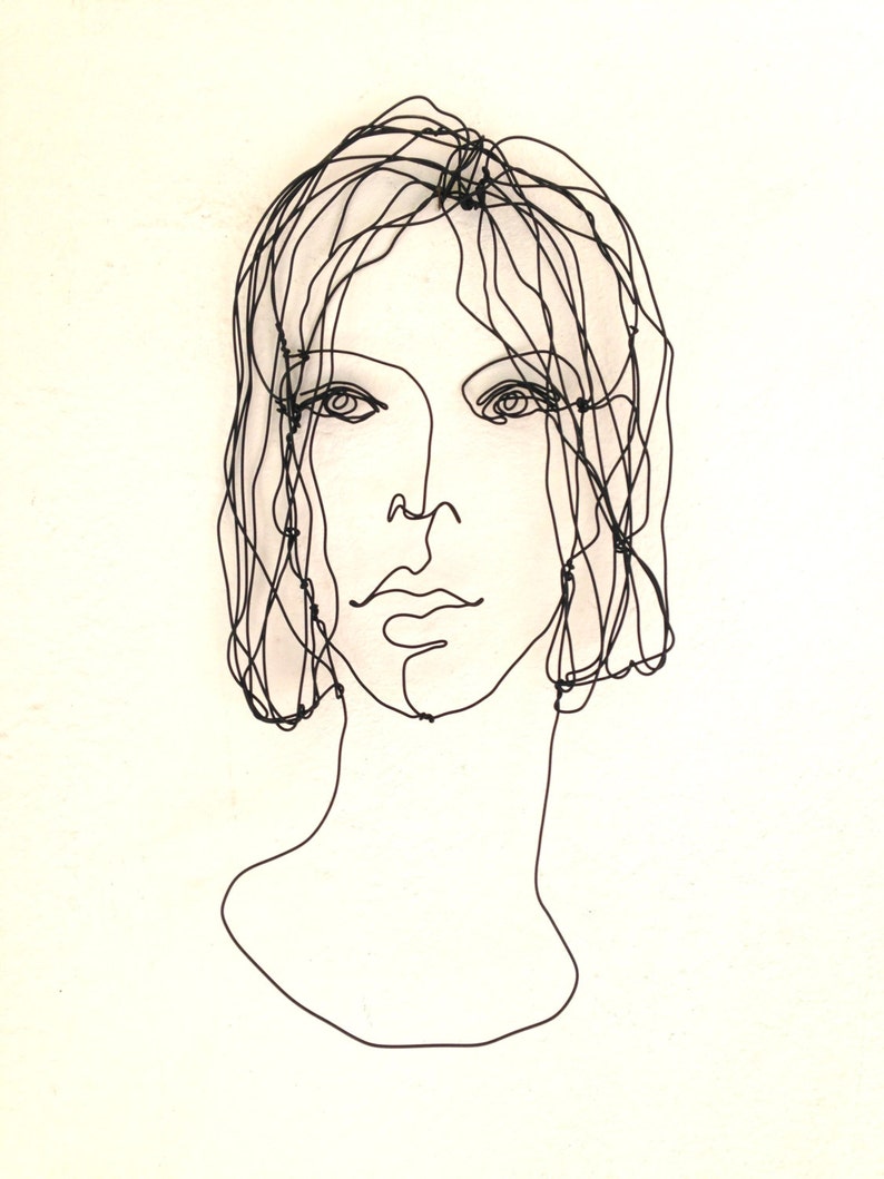 Wire Wall Art Lovely Woman Portrait Metal Sculpture Gift Etsy