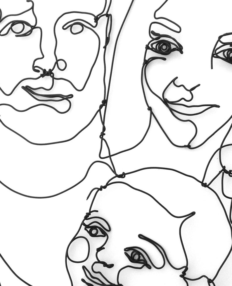 Wire Wall Art Custom Family Portrait Sculpture Wall Art Etsy