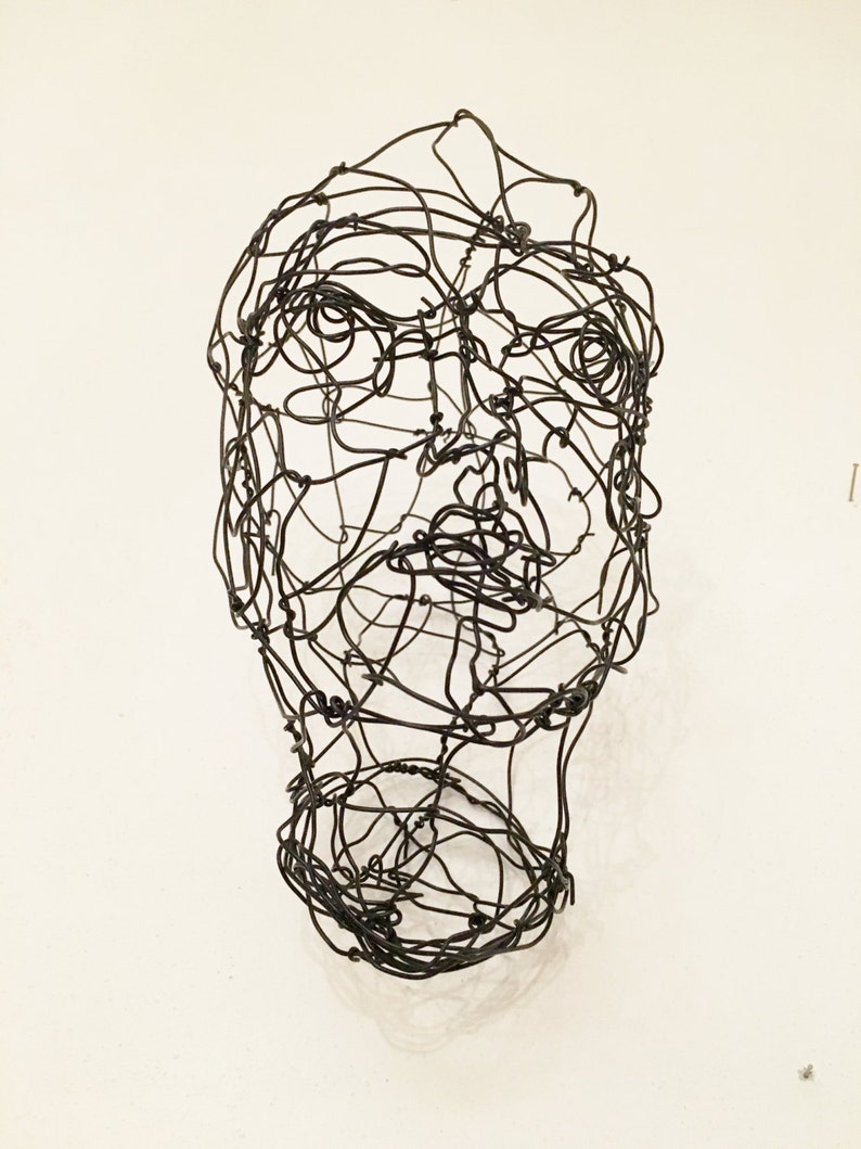 Three dimensional head in wire Female Bust sculpture Metal Sculpture 3D Wire Sculpture Wire Face Sculpture