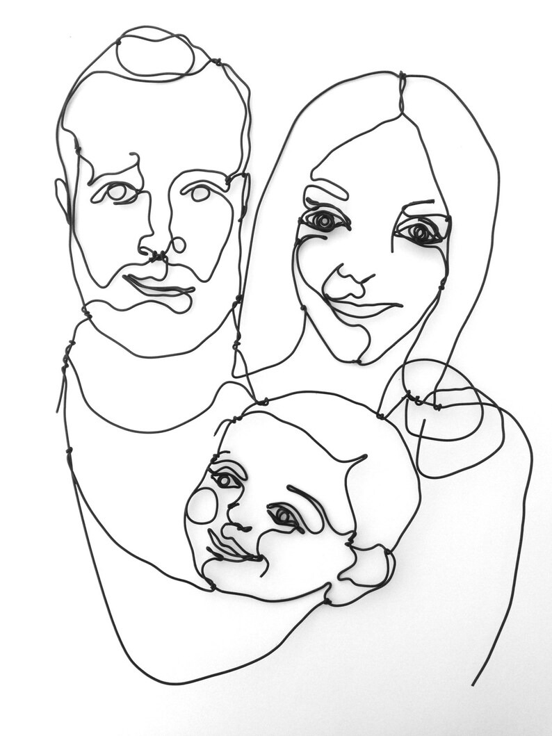 Wire Wall Art Custom Family Portrait Sculpture Wall Art Etsy