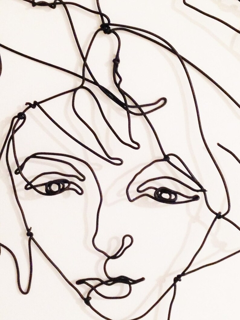 Wire wall art Portrait of a girl with forelock and wavy Etsy