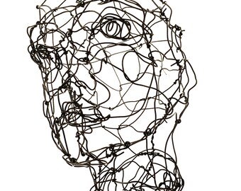 3D Wire Sculpture - Female Bust sculpture - Wire Face Sculpture - Three dimensional head in wire - Metal Sculpture