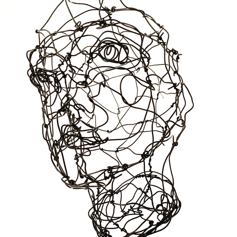 Three dimensional head in wire Female Bust sculpture Metal Sculpture 3D Wire Sculpture Wire Face Sculpture