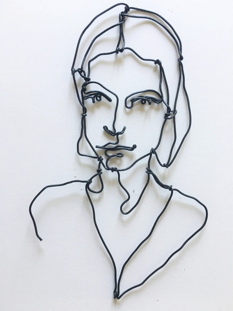 Wire Wall Art Girl Profile Small Bust Portrait Big Eyes Etsy
