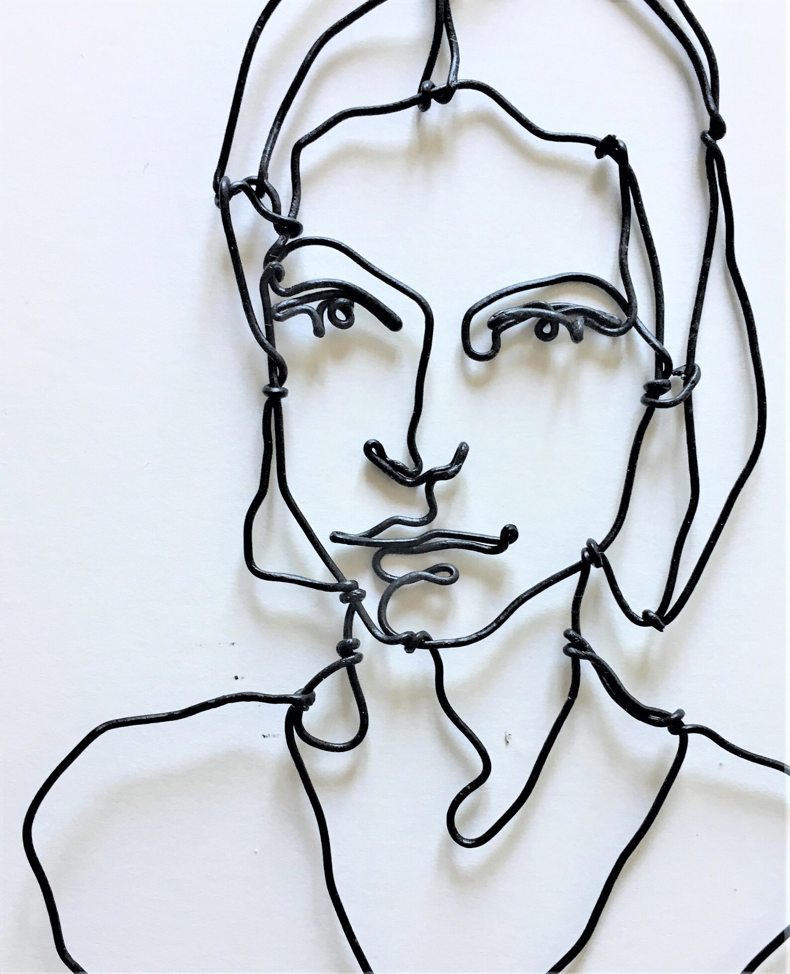 Wire Wall Art Girl Profile Small Bust Portrait Big Eyes Etsy