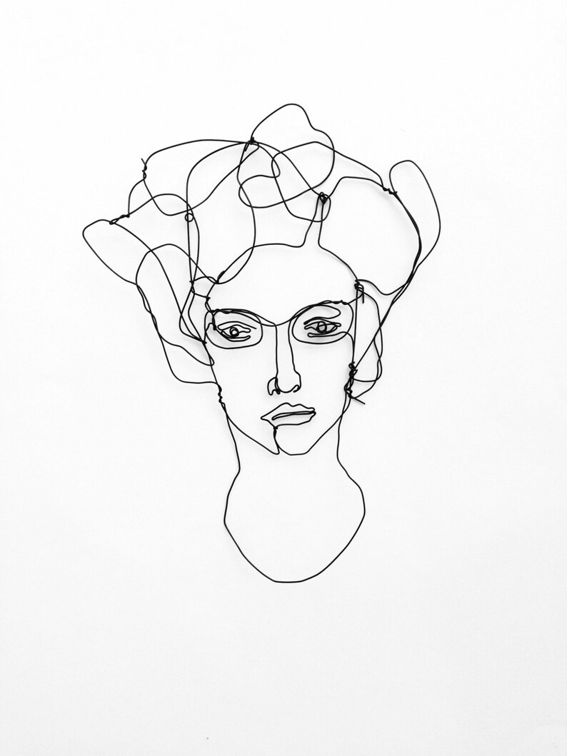 Wire Wall Art Amazing Portrait Woman Face Sculpture Figurative Etsy