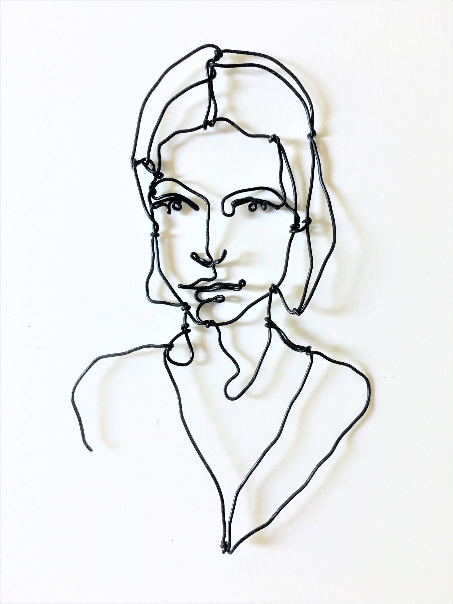 Wire Wall Art Girl Profile Small Bust Portrait Big Eyes Etsy