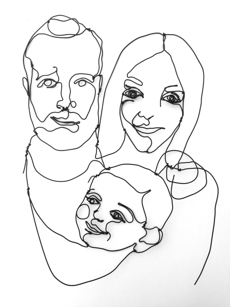Wire Wall Art Custom Family Portrait Sculpture Wall Art Etsy