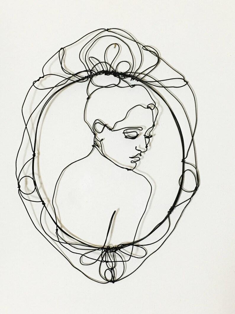Wire Wall Art Woman Looking Back Portrait Glamour Wire Etsy