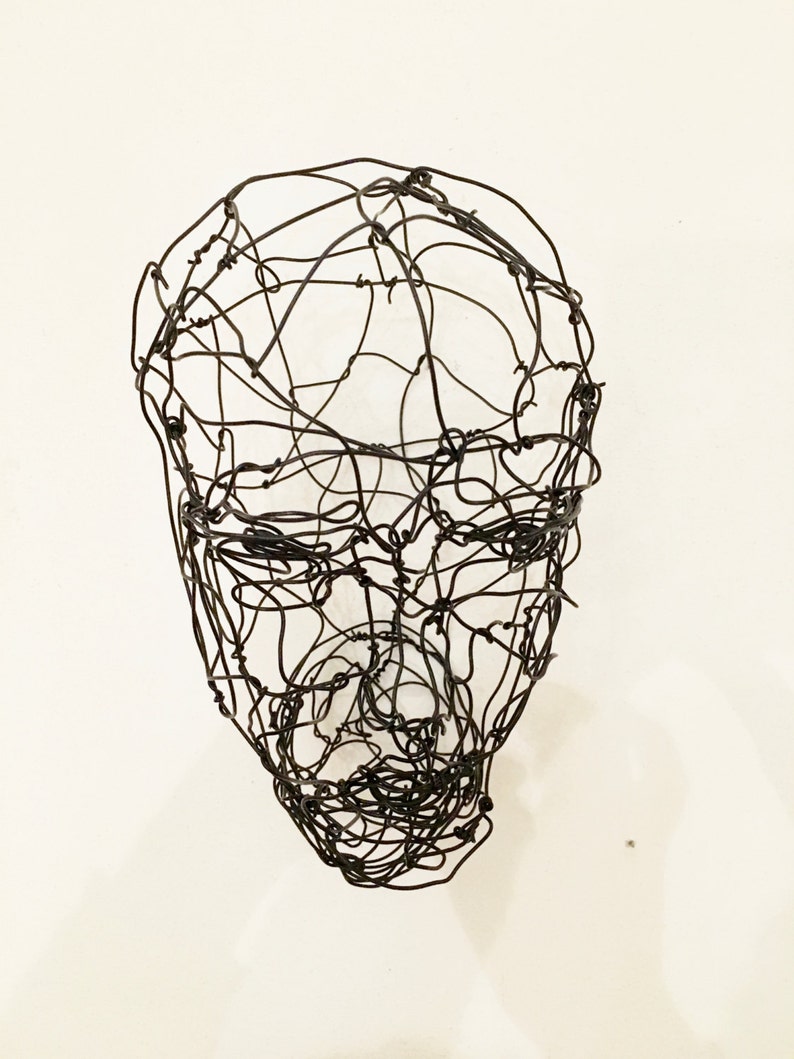 Three dimensional head in wire Female Bust sculpture Metal Sculpture 3D Wire Sculpture Wire Face Sculpture