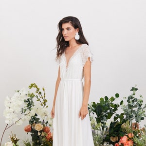 Simple boho wedding dress, comfortable and effortlessly beautiful lace wedding dress, beach wedding dress, garden wedding dress image 1