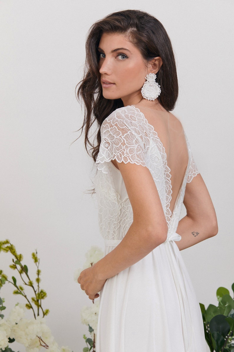 Simple boho wedding dress, comfortable and effortlessly beautiful lace wedding dress, beach wedding dress, garden wedding dress image 2