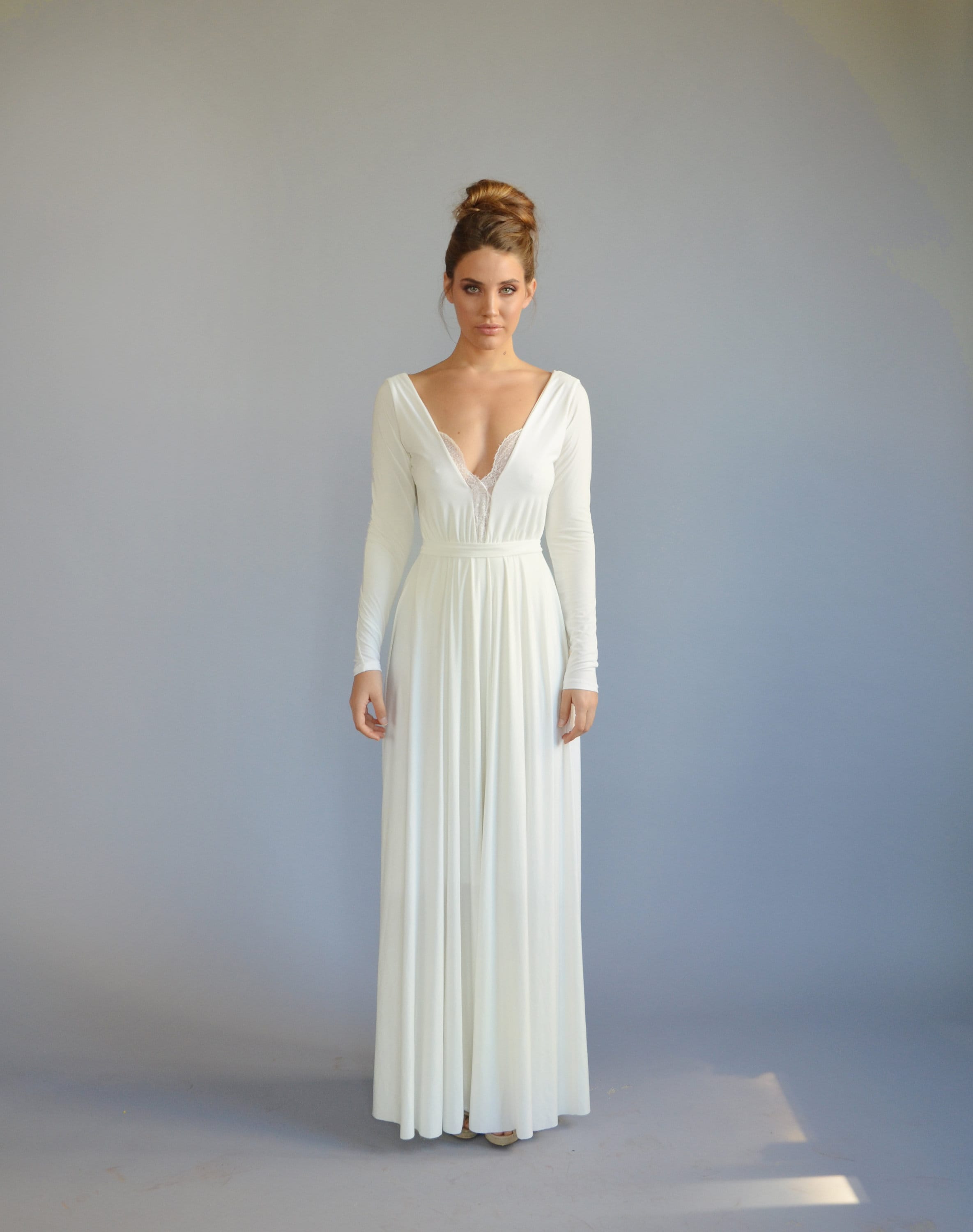 long sleeve casual wedding dress