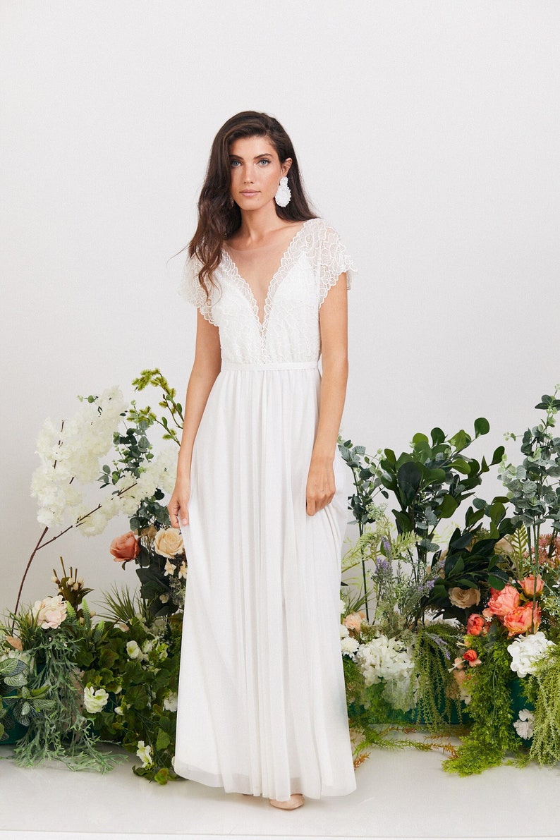 Bohemian lace wedding dress, comfortable and effortlessly beautiful wedding dress, beach wedding dress, garden wedding dress image 1