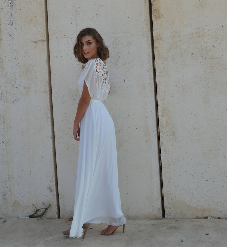 Robe de mari?�e robe de mari?�e en mousseline avec un haut et - Etsy France