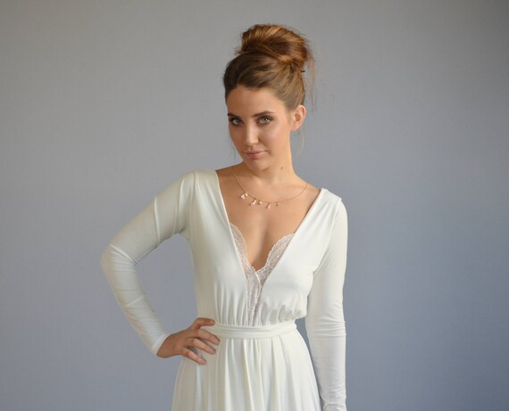 Long sleeve top cleavage dress