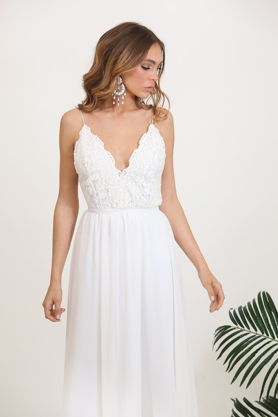 casual lace wedding dress with sleeves