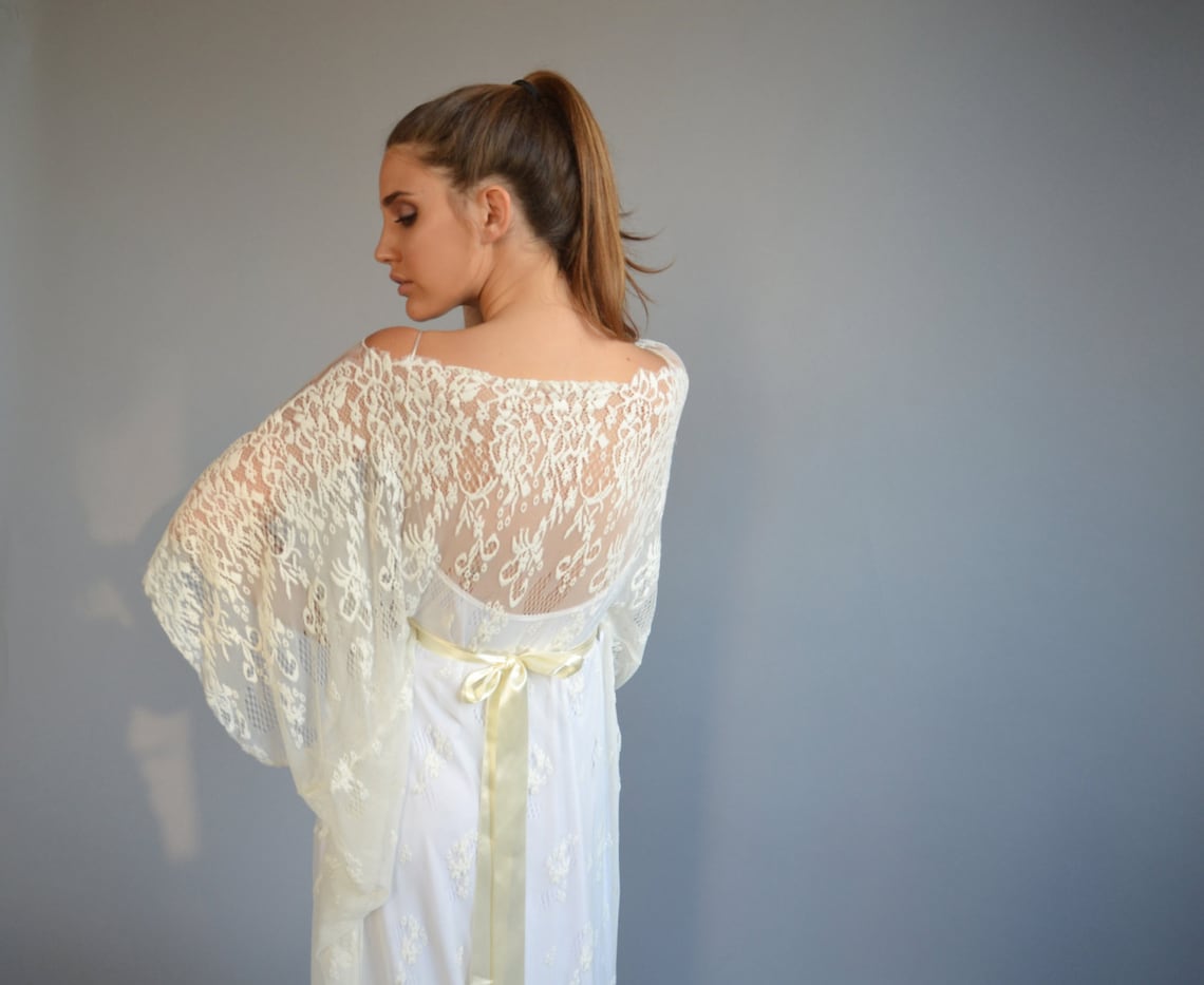 Lace Wedding Dress Kimono Sleeves Wedding Dress Wedding Lace Etsy