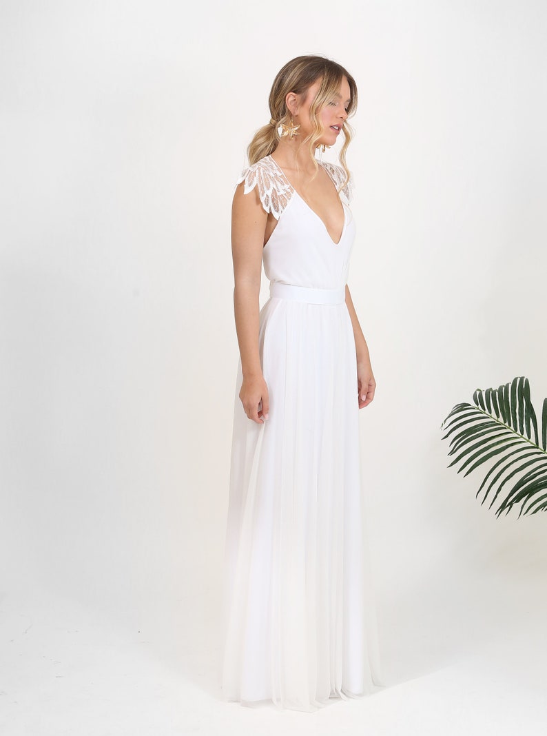 Boho Wedding Dress Stunning Embroidery Top Wedding Dress Etsy