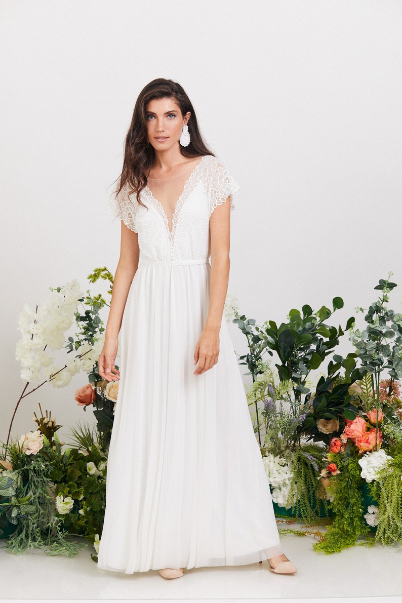 Bohemian lace wedding dress, comfortable and effortlessly beautiful wedding dress, beach wedding dress, garden wedding dress image 8