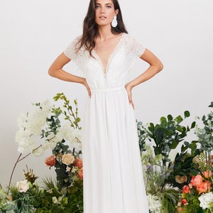 Simple boho wedding dress, comfortable and effortlessly beautiful lace wedding dress, beach wedding dress, garden wedding dress image 3