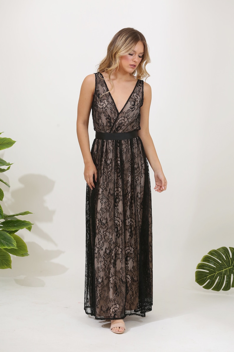 Black Lace Dress Lace Bridesmaids Dress Lace Evening Dress Etsy
