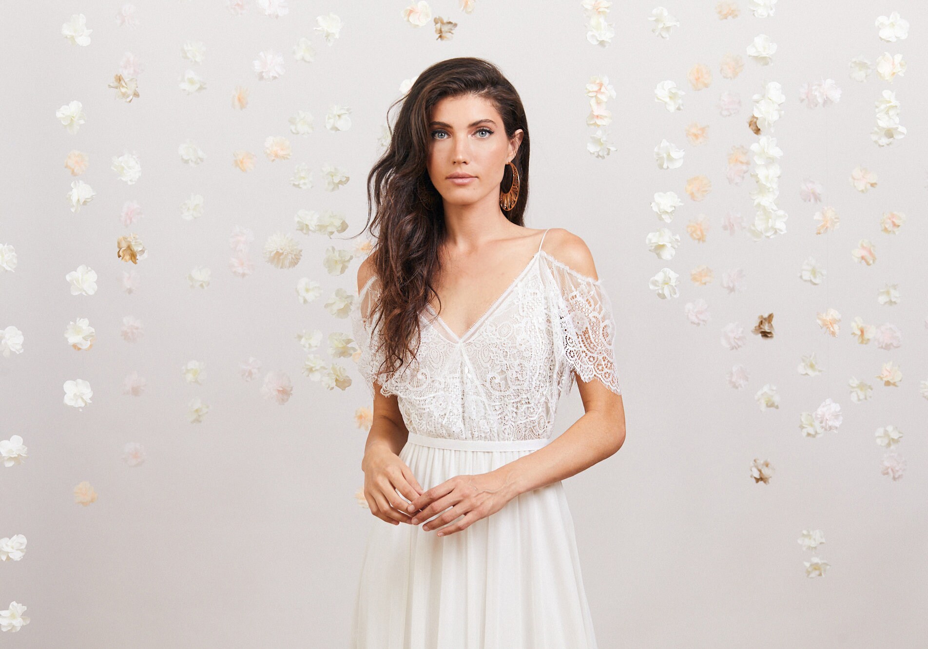 ★送料・関税込★elfelfelfarchives★LACE LINED DRESS★ Vintage A Line Puffy Bohemian Bridal Gowns With Lace