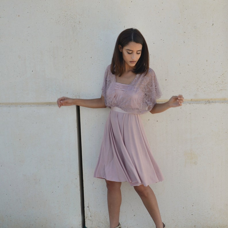 blush knee length dress