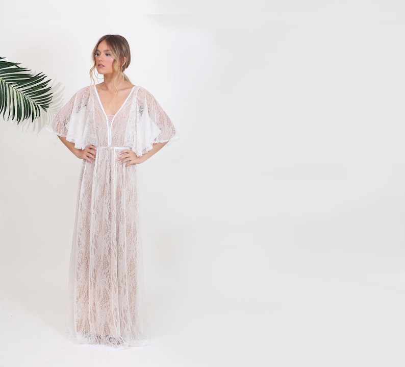 Kimono lace Bohemian wedding dress kimono sleeves wedding Etsy