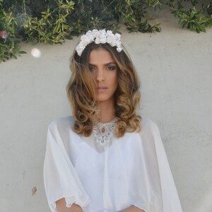 Bridal Chiffon cape, bride shawl with embroidery, lace shrug chic Capelet wedding cover image 7