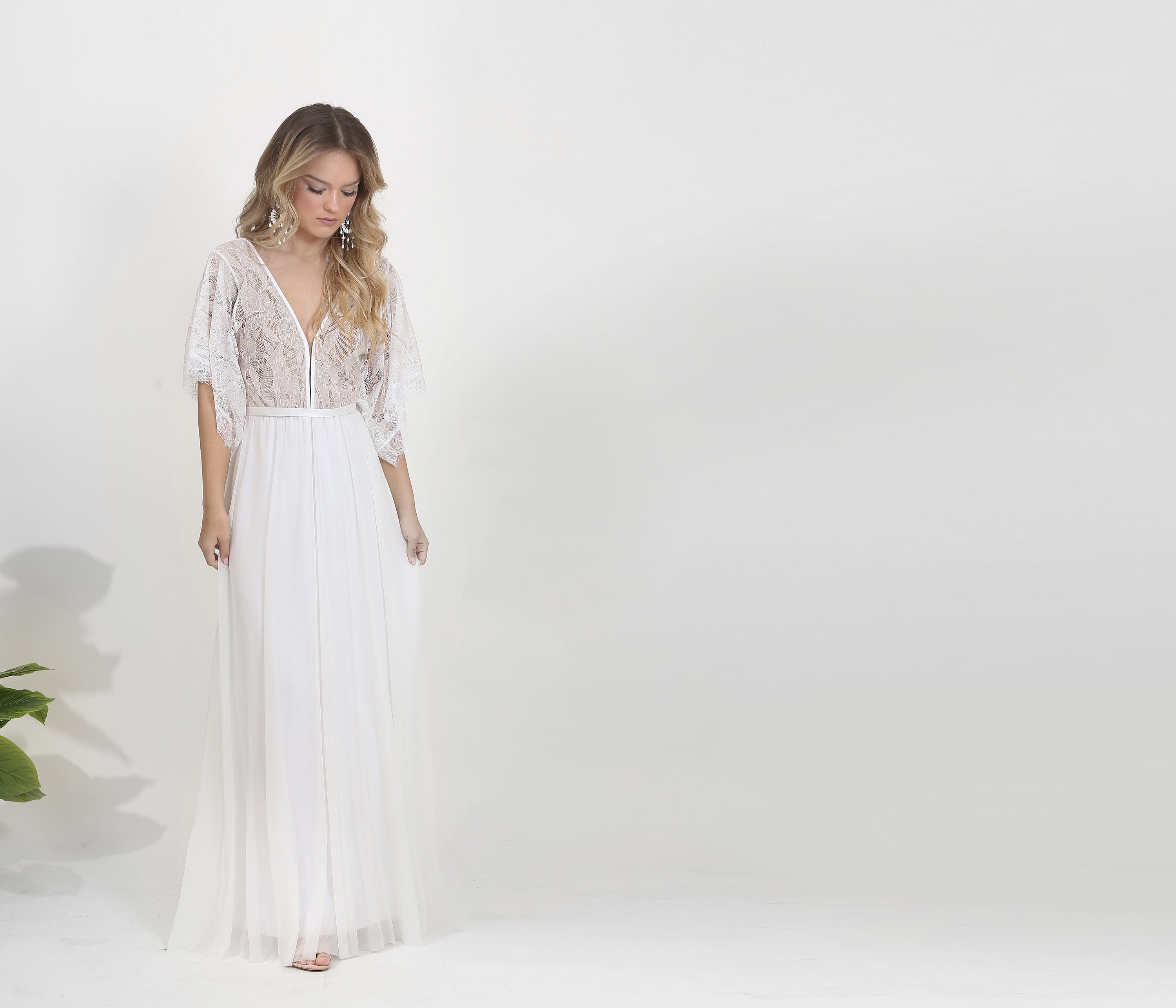 lace kimono wedding dress
