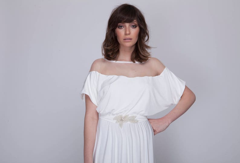 Simple Floor Length Wedding Dress Wedding Dress With Jewelry Etsy