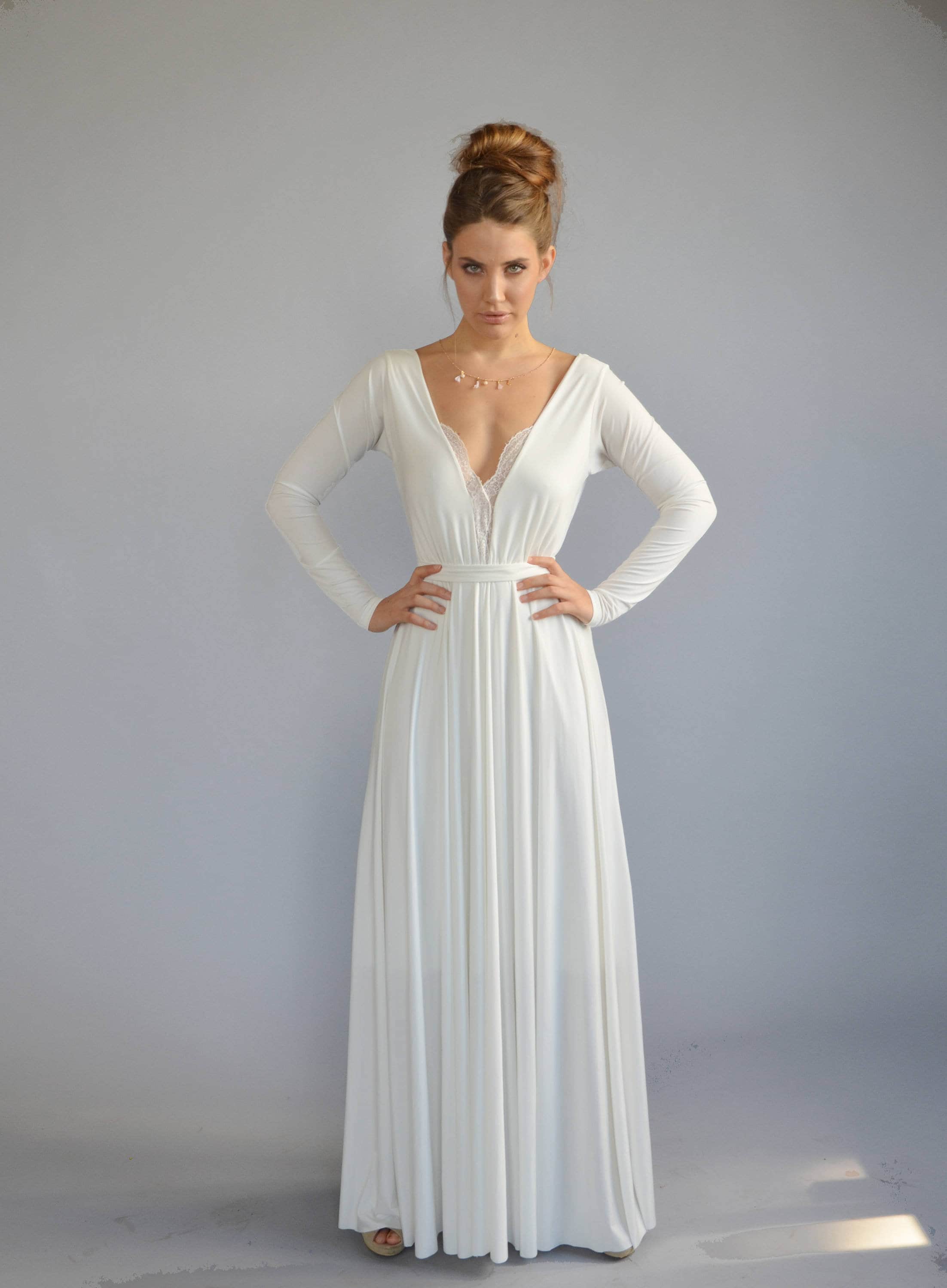 casual lace wedding dress with sleeves