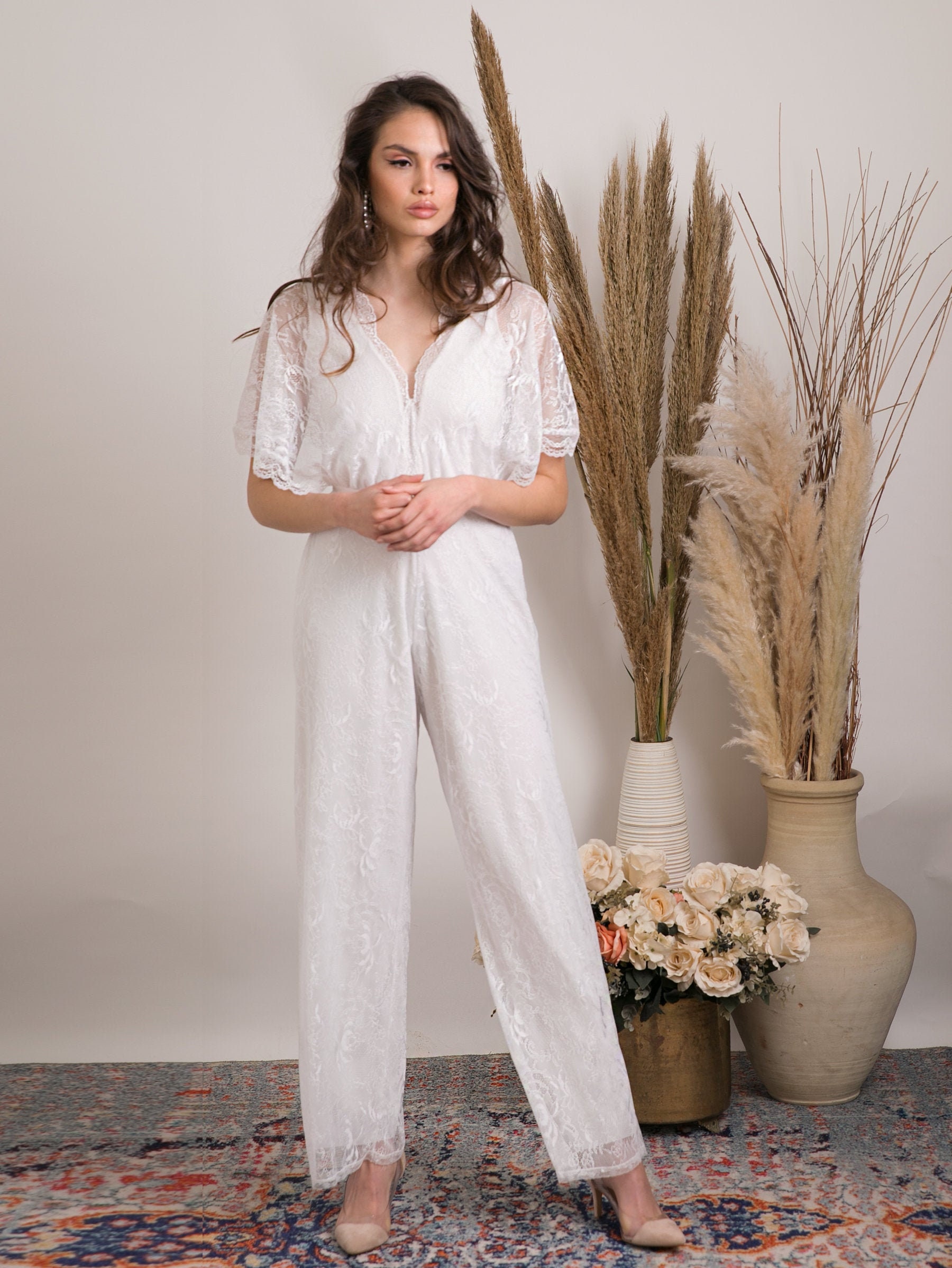 Floral jumpsuit for wedding hot sale